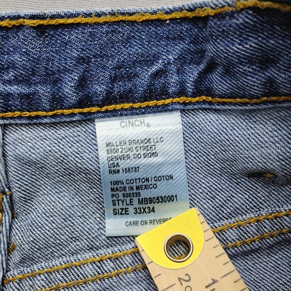 Cinch White Label Mens Straight Leg Jeans Medium Wash Blue 33x34
